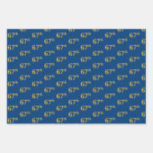 黒エレガント、赤、青、フェイク金ゴールド67番目のイベント番号 ラッピングペーパーシート (正面3)