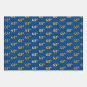 黒エレガント、赤、青、フェイク金ゴールド68番目のイベント番号 ラッピングペーパーシート (正面3)