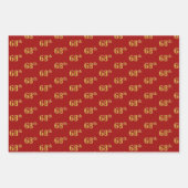 黒エレガント、赤、青、フェイク金ゴールド68番目のイベント番号 ラッピングペーパーシート (正面2)