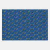 黒エレガント、赤、青、フェイク金ゴールド72番目のイベント番号 ラッピングペーパーシート (正面3)