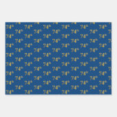 黒エレガント、赤、青、フェイク金ゴールド74番目のイベント番号 ラッピングペーパーシート (正面3)