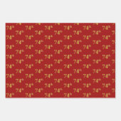 黒エレガント、赤、青、フェイク金ゴールド74番目のイベント番号 ラッピングペーパーシート (正面2)