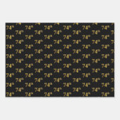 黒エレガント、赤、青、フェイク金ゴールド74番目のイベント番号 ラッピングペーパーシート (正面)