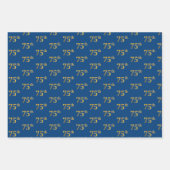 黒エレガント、赤、青、フェイク金ゴールド75番目のイベント番号 ラッピングペーパーシート (正面3)