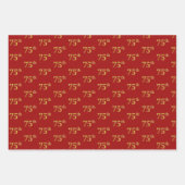 黒エレガント、赤、青、フェイク金ゴールド75番目のイベント番号 ラッピングペーパーシート (正面2)