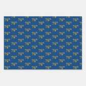 黒エレガント、赤、青、フェイク金ゴールド76番目のイベント番号 ラッピングペーパーシート (正面3)