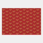 黒エレガント、赤、青、フェイク金ゴールド76番目のイベント番号 ラッピングペーパーシート (正面2)