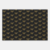 黒エレガント、赤、青、フェイク金ゴールド76番目のイベント番号 ラッピングペーパーシート (正面)