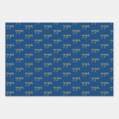 黒エレガント、赤、青、フェイク金ゴールド77番目のイベント番号 ラッピングペーパーシート (正面3)