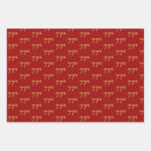 黒エレガント、赤、青、フェイク金ゴールド77番目のイベント番号 ラッピングペーパーシート (正面2)