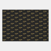 黒エレガント、赤、青、フェイク金ゴールド77番目のイベント番号 ラッピングペーパーシート (正面)