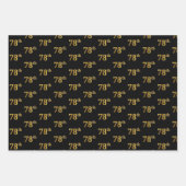 黒エレガント、赤、青、フェイク金ゴールド78番目のイベント番号 ラッピングペーパーシート (正面)