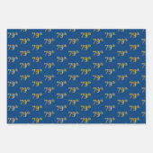 黒エレガント、赤、青、フェイク金ゴールド79番目のイベント番号 ラッピングペーパーシート (正面3)