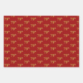 黒エレガント、赤、青、フェイク金ゴールド79番目のイベント番号 ラッピングペーパーシート (正面2)
