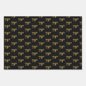 黒エレガント、赤、青、フェイク金ゴールド79番目のイベント番号 ラッピングペーパーシート (正面)