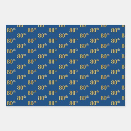 黒エレガント、赤、青、フェイク金ゴールド80番目のイベント番号 ラッピングペーパーシート (正面3)