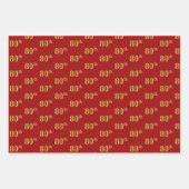 黒エレガント、赤、青、フェイク金ゴールド80番目のイベント番号 ラッピングペーパーシート (正面2)