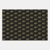 黒エレガント、赤、青、フェイク金ゴールド81番目のイベント番号 ラッピングペーパーシート (正面)