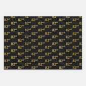 黒エレガント、赤、青、フェイク金ゴールド82番目のイベント番号 ラッピングペーパーシート (正面)