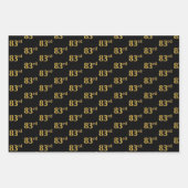 黒エレガント、赤、青、フェイク金ゴールド83番目のイベント番号 ラッピングペーパーシート (正面)