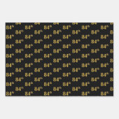 黒エレガント、赤、青、フェイク金ゴールド84番目のイベント番号 ラッピングペーパーシート (正面)