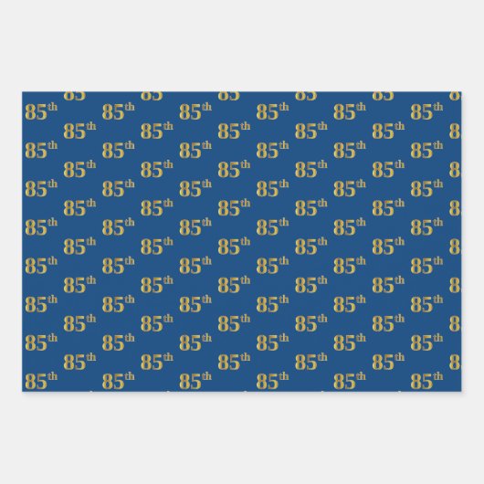 黒エレガント、赤、青、フェイク金ゴールド85番目のイベント番号 ラッピングペーパーシート (正面3)