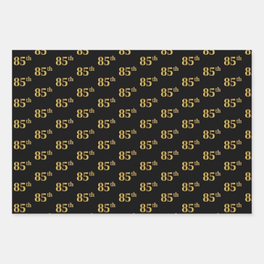 黒エレガント、赤、青、フェイク金ゴールド85番目のイベント番号 ラッピングペーパーシート (正面)