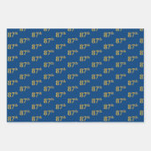 黒エレガント、赤、青、フェイク金ゴールド87番目のイベント番号 ラッピングペーパーシート (正面3)