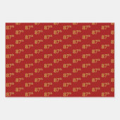 黒エレガント、赤、青、フェイク金ゴールド87番目のイベント番号 ラッピングペーパーシート (正面2)