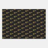 黒エレガント、赤、青、フェイク金ゴールド87番目のイベント番号 ラッピングペーパーシート (正面)