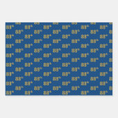 黒エレガント、赤、青、フェイク金ゴールド88番目のイベント番号 ラッピングペーパーシート (正面3)