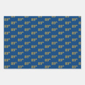 黒エレガント、赤、青、フェイク金ゴールド89番目のイベント番号 ラッピングペーパーシート (正面3)