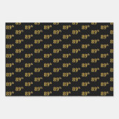 黒エレガント、赤、青、フェイク金ゴールド89番目のイベント番号 ラッピングペーパーシート (正面)