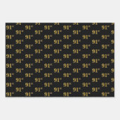 黒エレガント、赤、青、フェイク金ゴールド91番目のイベント番号 ラッピングペーパーシート (正面)