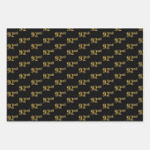 黒エレガント、赤、青、フェイク金ゴールド92番目のイベント番号 ラッピングペーパーシート (正面)