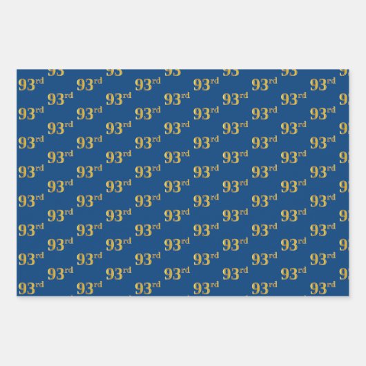 黒エレガント、赤、青、フェイク金ゴールド93番目のイベント番号 ラッピングペーパーシート (正面3)