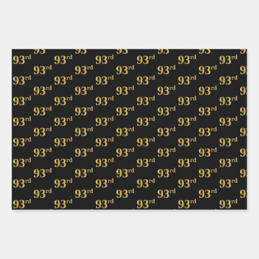 黒エレガント、赤、青、フェイク金ゴールド93番目のイベント番号 ラッピングペーパーシート (正面)