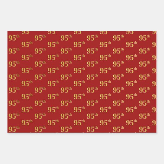 黒エレガント、赤、青、フェイク金ゴールド95番目のイベント番号 ラッピングペーパーシート (正面2)