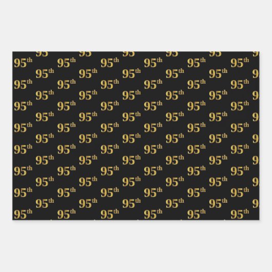 黒エレガント、赤、青、フェイク金ゴールド95番目のイベント番号 ラッピングペーパーシート (正面)