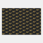 黒エレガント、赤、青、フェイク金ゴールド96番目のイベント番号 ラッピングペーパーシート (正面)