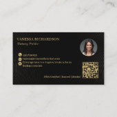 黒エレガント&金ゴールドクロスペン公証人QR 名刺 (裏面)