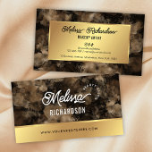 黒エレガント&金ゴールドグリッター水彩美しいスパ 名刺