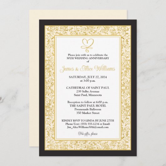 黒エレガント、金ゴールドファイグリー、ハート記念日 (正面/裏面)