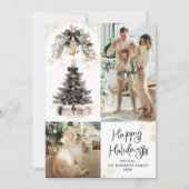黒エレガント&金ゴールドボウズHappy Holidays 2写真 シーズンカード (正面)