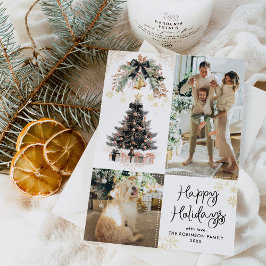 黒エレガント&金ゴールドボウズHappy Holidays 2写真 シーズンカード