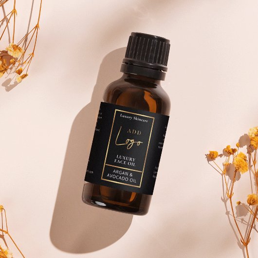 黒エレガント&金ゴールド1 OZ油ドロッパーボトルラベル ラベル