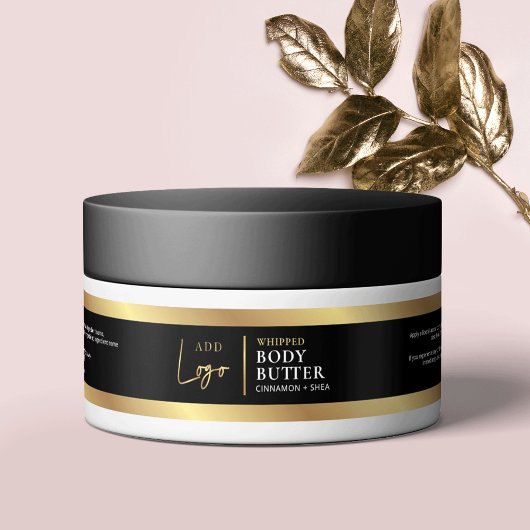 黒エレガント&金ゴールド4 OZ 120ml化粧用JARラベル ラップアラウンドラベル