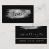 黒エレガント – 銀金属箔ストロ絵を描ック 名刺 (正面/裏面)
