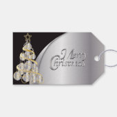 黒エレガント、銀、金ゴールドクリスマス ギフトタグ (正面(横))