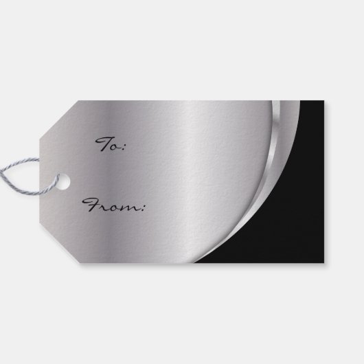 黒エレガント、銀、金ゴールドクリスマス ギフトタグ (裏面横)